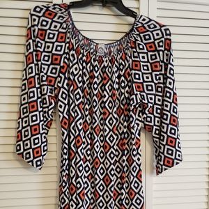 off shoulder patterned dress